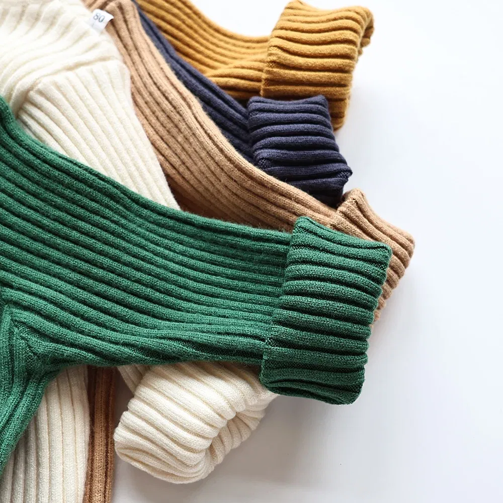 Color: Beige, Kid Size: 7 - MILANCEL Autumn Soft Tight Unisex Kids Knitwear Sweaters Solid Multi Color Girls Sweater Brief Boys Pullover Turtleneck Outwear