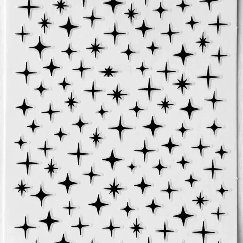 Color: Red - 3D Laser Silver/Rose Gold Hollow Cross Star Nail Art Stickers Design Self-Adhesive Hollow Cross Star Nail/Body Art Decor Sticker