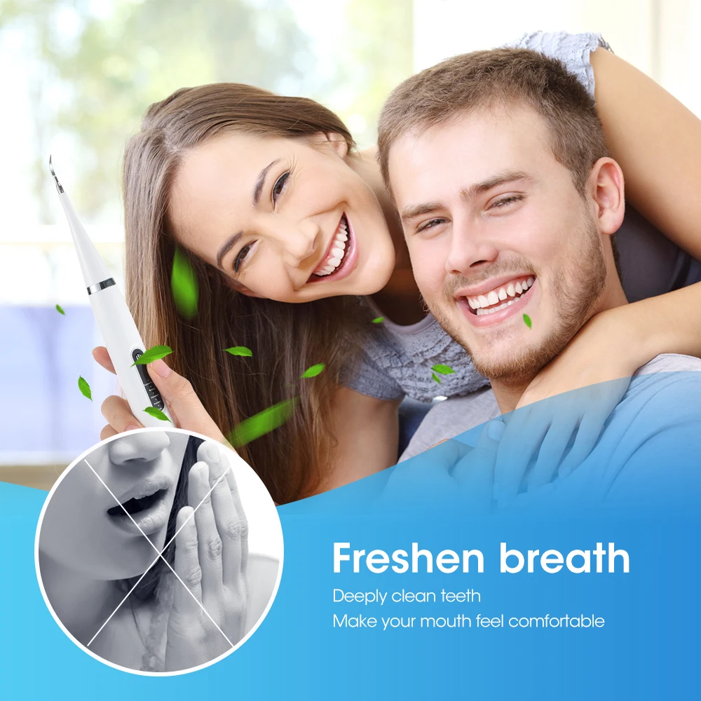 Color: grey - Electric Teeth Cleaner Dental Scaling Tooth Whitening and Cleaning Device IPX6 Waterproof Stains Remover Oral Care USB Charging