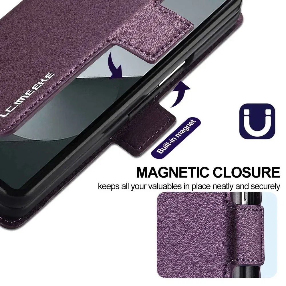 Color: Blue, Compatibility by Model: Galaxy Z Fold3 5G - Premium Leather Phone Case for Samsung Galaxy Z Fold 7 6 5 4 3 Fold6 Fold5 Fold4 5G with Pen Holder Wallet Flip Phone Cover