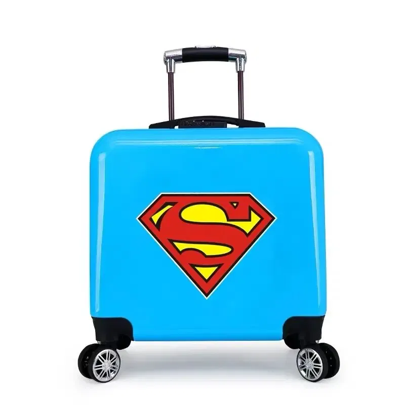 Color: Blue, Luggage Size: 18Inches 450mm - New boy cartoon trolley case kids suitcase rolling luggage girl lovely trolley box children school luggage bag with wheels