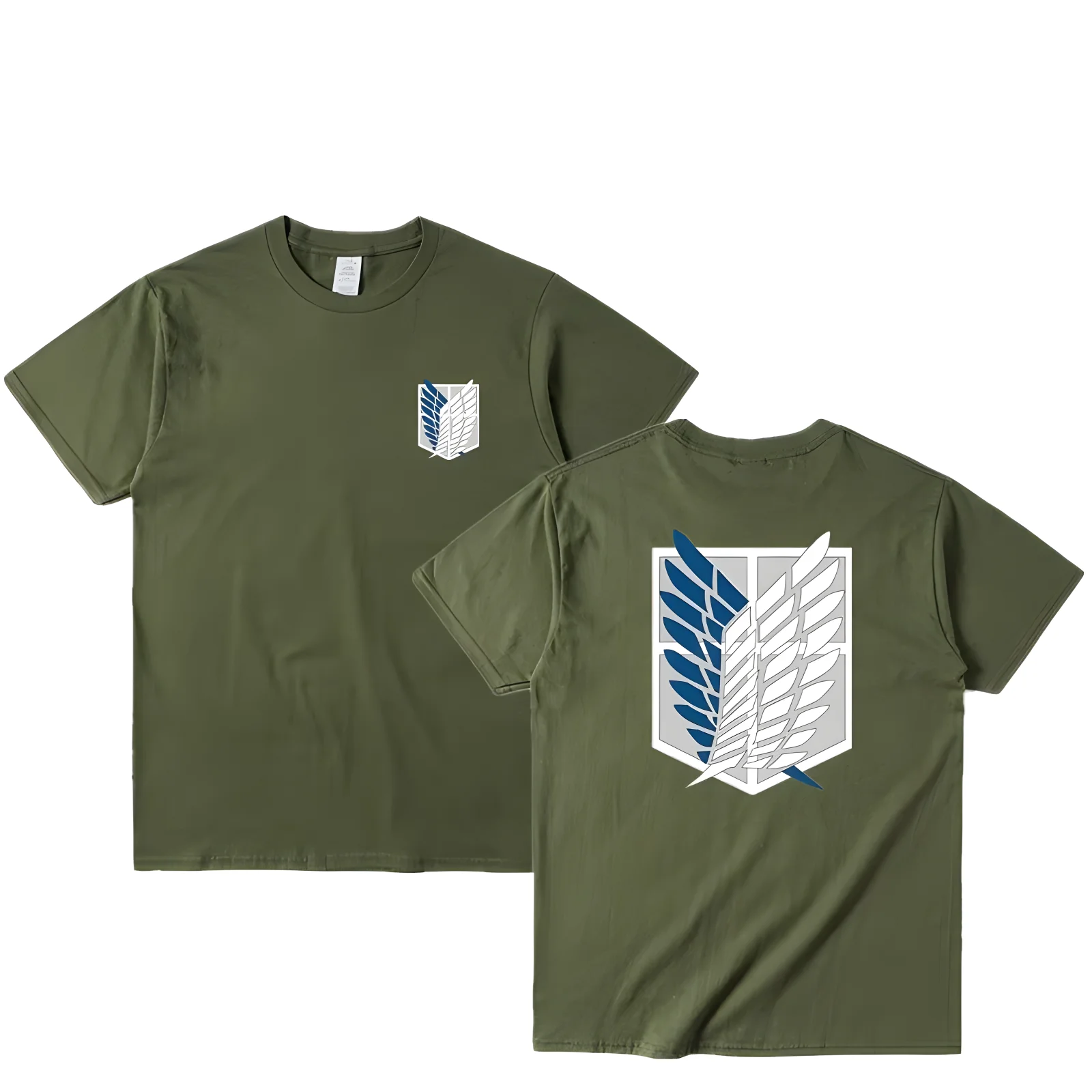 Color: Pink, Size: L - Attack on Titan T-shirt Wings of Freedom Short Sleeve Ackerman Mikasa Eren Jaeger Men Cotton Tops Summer Oversized O-Neck Tee