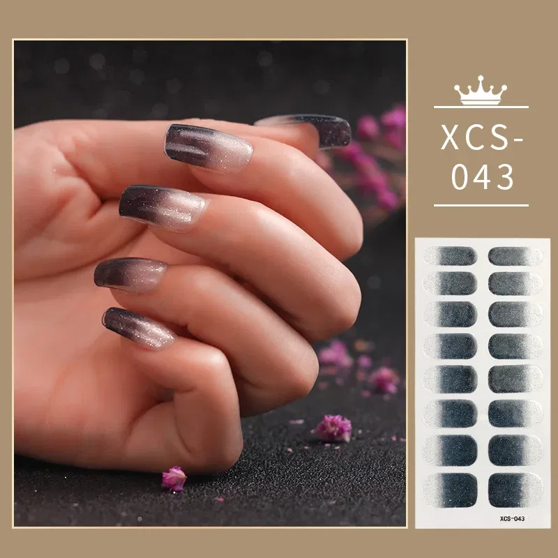 Color: Creamy White - Rose Red Shiny Twinkle Full Cover Nail Stickers Sticker For Nails Self Adhesive Nail Sticker Fashion Nail Stickers Beauty