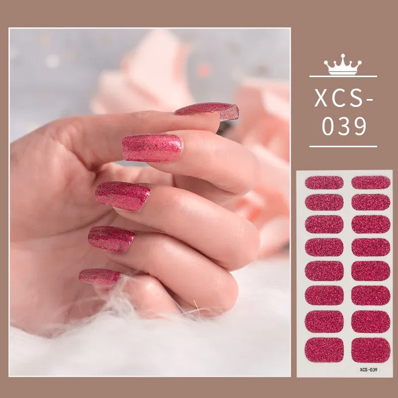 Color: Creamy White - Rose Red Shiny Twinkle Full Cover Nail Stickers Sticker For Nails Self Adhesive Nail Sticker Fashion Nail Stickers Beauty