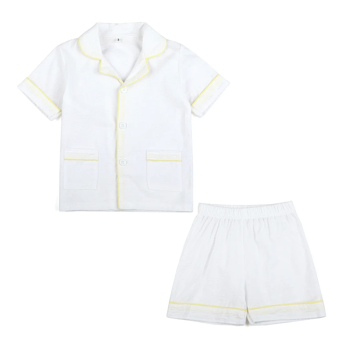 Color: Blue, Ships From: CHINA, Kid Size: 6T - Ruffkids 100% Cotton Summer Kids Pajamas Sleepwear Seersucker Striped Matching Pjs Boys Clothes Loungewear Girls Pyjamas Set