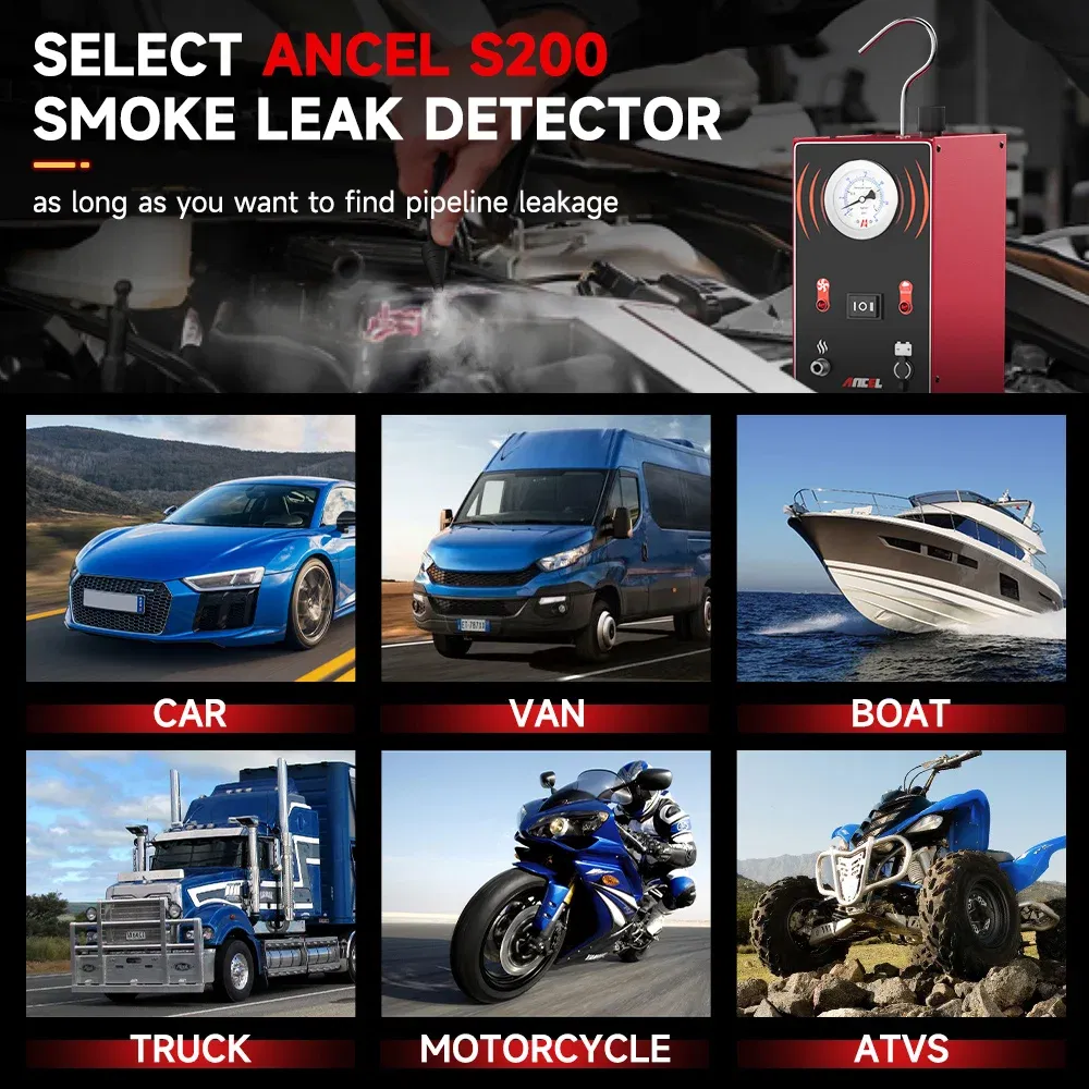 Color: black, Ships From: CHINA - ANCEL S200 Car Gas Analyzers Smoke Leak Detector Automotive EVAP Leakage Gas Leakage Locator Oil Pipe Generator Diagnostic Tools