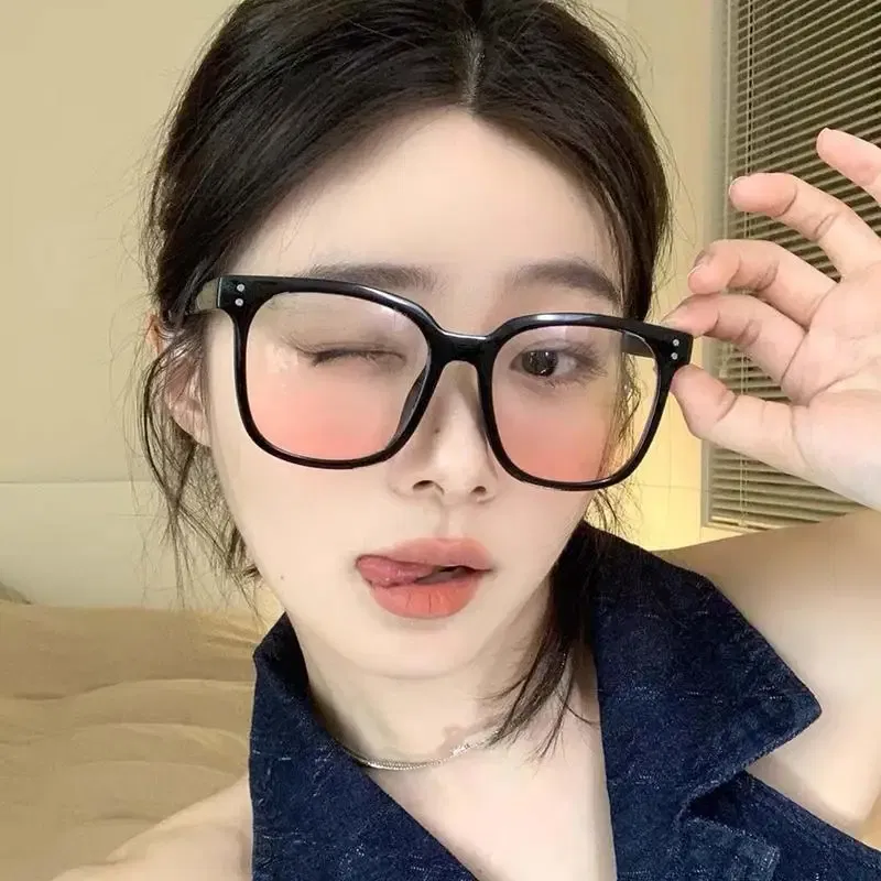 Color: WHITE, Ships From: CHINA - Powder Blusher Glasses Korean Oversized Gradual Pink Sunglasses Fashion Computer Goggle Women's Gift Blue Light Blocking Glasses