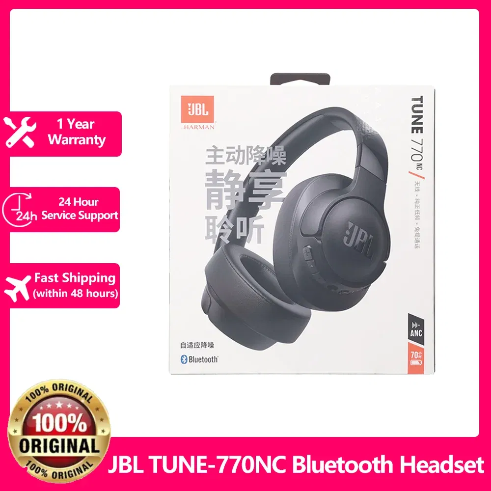 Color: Yellow - 100%Original  JBL TUNE 770NC Bluetooth Wireless Headset Noise Reduction Headphones 55 hours of battery life Bluetooth 5.0