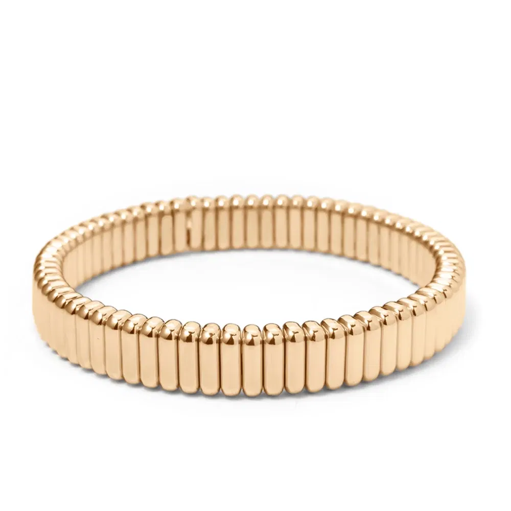 Metal Color: Vermeil, Ships From: CHINA - Wholesale Gold Silver Color Elastic Bracelets Handmade Letter Charms Bracelets For Women 2X8MM Beads Bracelets Bohemain Jewelry