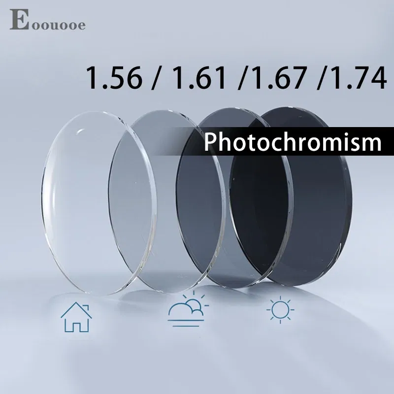 Lenses Color: Tangerine, Lens Index: 1.74 - Photochromism Gray Brown 1.56 1.61 1.67 Index Aspheric Lenses UV-proof Myopia Hyperopia Outdoor Prescription Sun Optics Glasses