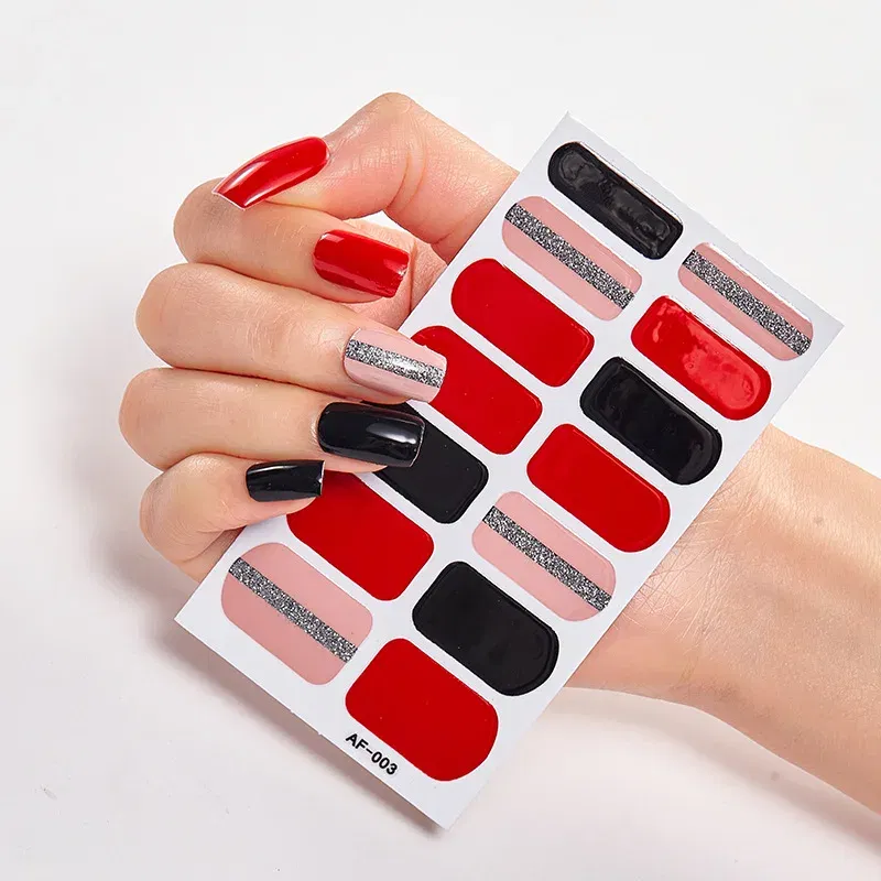 Color: wine red - Nail Sticker set Self Adhesive Nail Sticker Nail Strips Nailart Sticker Sticker For Nails Foil Nail Art Stickers 2020 Shiny