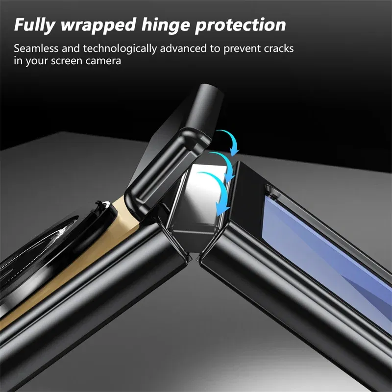 Color: green, Material: aluminum - 360?° Magnetic Rotate Holder Ring Phone Case For Samsung Galaxy Z Flip 6 5 4 Flip6 Flip5 Flip4 Flip3 Hard Shell Protection Cover