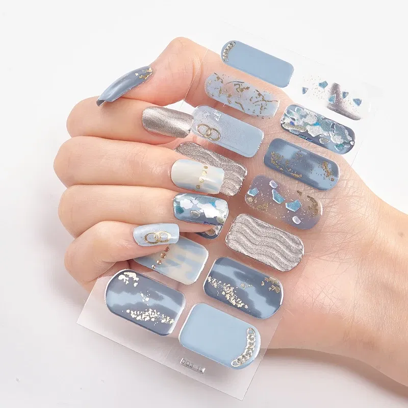 Color: Brown - Patterned Nail Stickers Wholesale Supplise Nail Strips for Women Girls Full Beauty High Quality Stickers for Nails