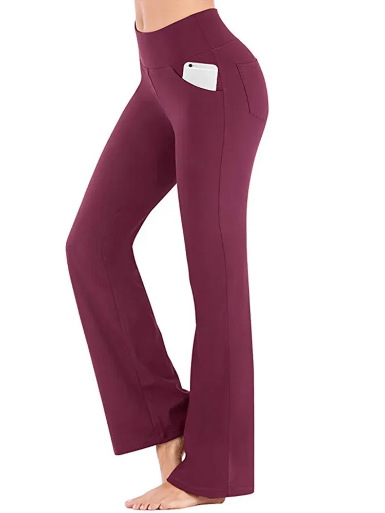 Color: Beige, Size: 4XL - Ogilvy Mather Solid Elegant Female Lady Women's Legs Pants Palazzo Flared Wide Killer High Waist OL Ladies Career Long Trousers