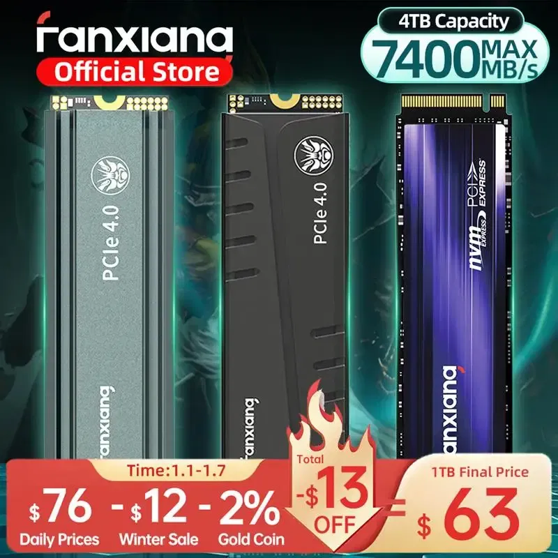 Color: green, Ships From: CHINA - 2025 Fanxiang S660/S770/S880 SSD NVMe M2 PCIe4.0x4 1TB 2TB 4TB Internal Solid State Drive For PlayStation5/PS5 Desktop SSD Hard