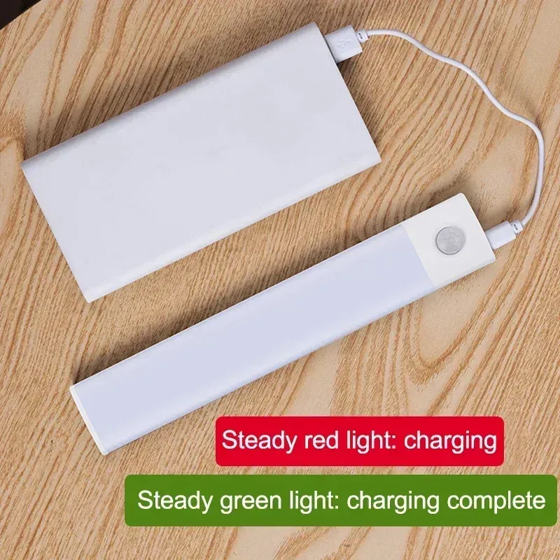 Emitting Color: ROSE RED - Under Cabinet Lights LED Motion Sensor Night Light Thin Rechargeable Dimmable Lamps Kitchen Cabinet Bedroom Wardrobe Lighting