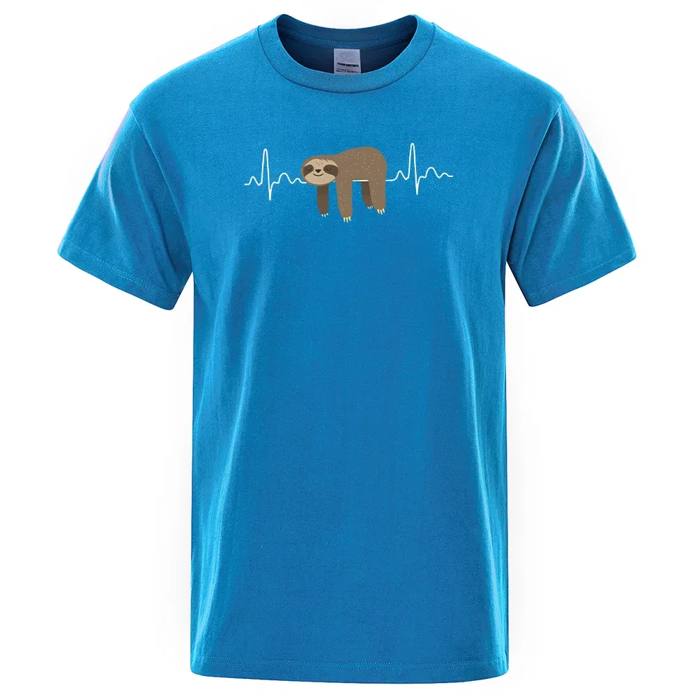 Color: ROYAL BLUE, Size: XL - Sloth Resting On Tummy Printing Mans T Shirts Crewneck Soft T-Shirts Comfortable S-XXXL Tee Shirts Oversized Casual T-Shirt Man