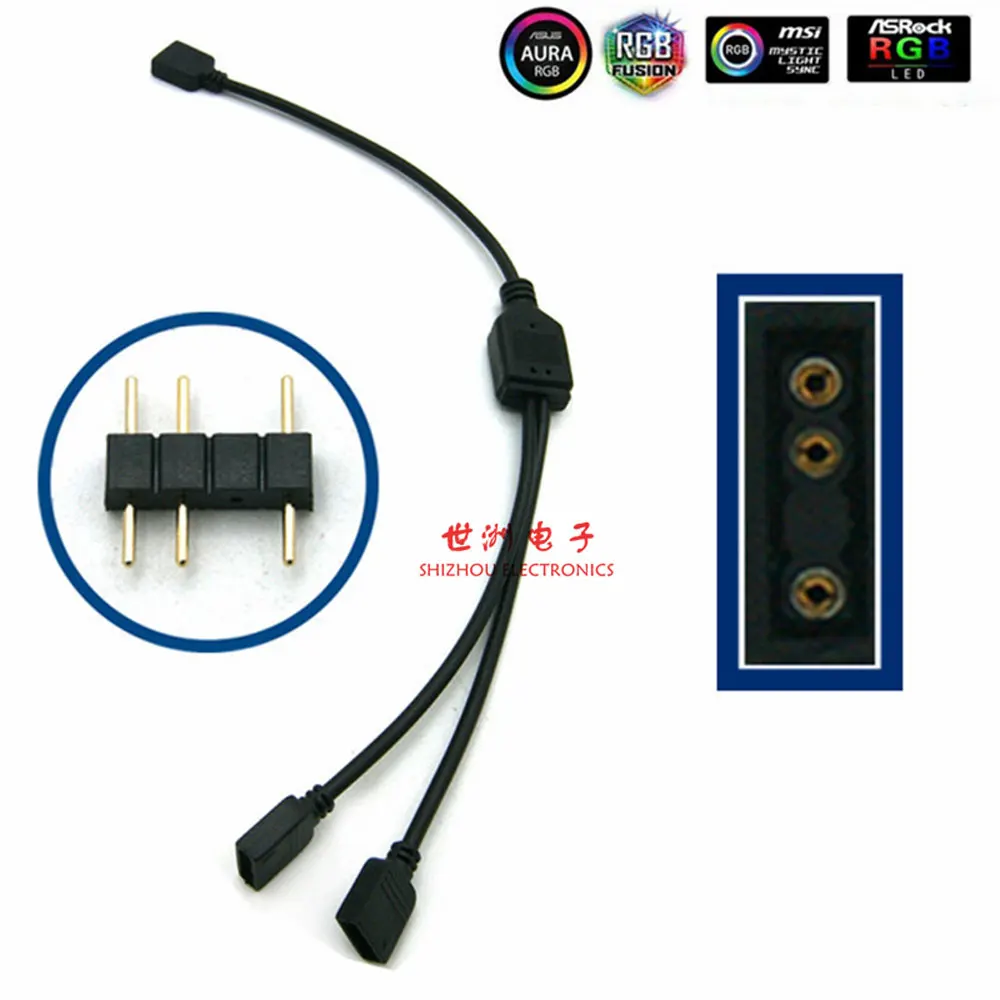 Color: black, Ships From: CHINA - Angitu 3pin/4Pin RGB ARGB SYNC 1 to 1/2/3/4/5 Fan LED Stripe Extension Cable Motherboard Light Control Hub For M/B ASUS GIGABYTE