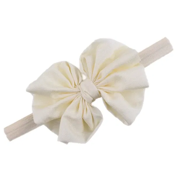 Color: Ivory - Baby girls hair bow flower Headband Kids Girls Bowknot Elastic Hair Band Headwear Newborn Head Band children hair Accessories