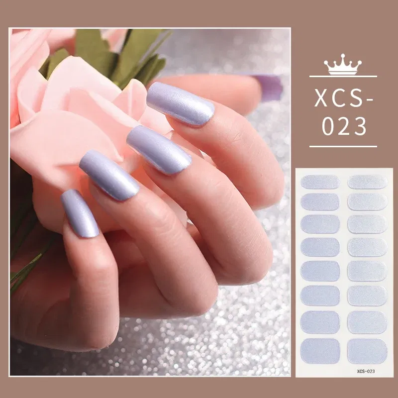 Color: Grey green - 1pc Nail Art Sticker Laser Shiny Sequins Polish Wraps Double Ended Adhesive Strips Fashion Stickers Manicure Decor