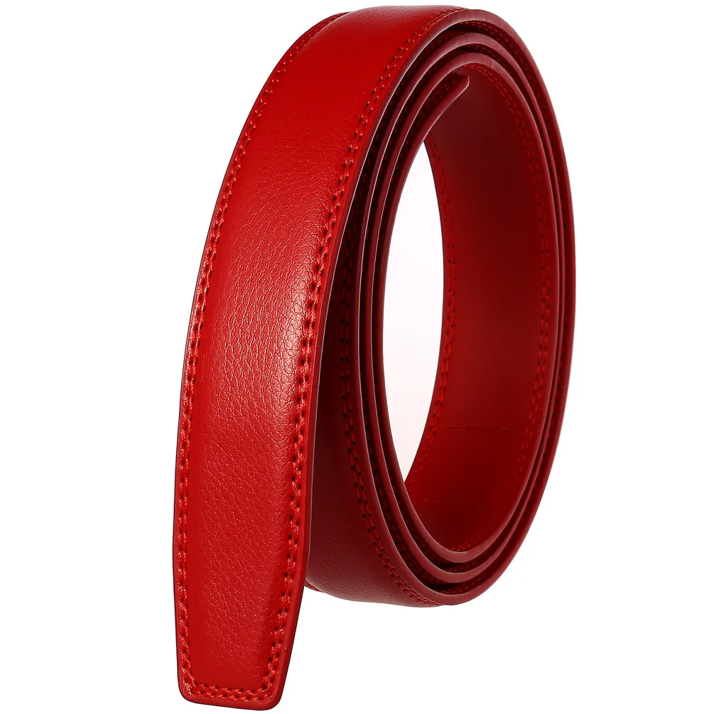 Color: WHITE, Belt Length: 130cm - 90-130cm Brand No Buckle 3.0cm Wide Genuine Leather Automatic Belt Body Strap Without Buckle Belts Men Good Quality No Holes