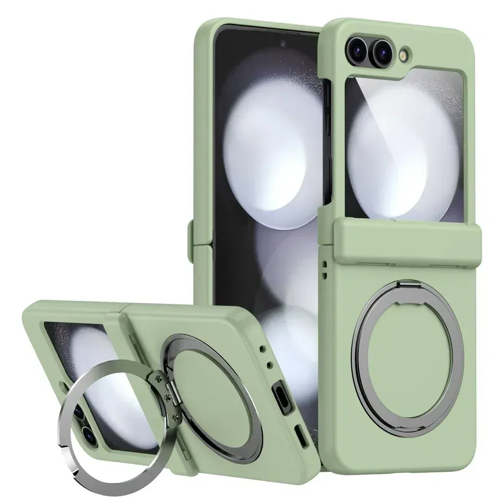 Color: Blue, Material: ABS - For Samsung Galaxy Z Flip 3 5 4 6 Magsafe Case Wireless Charging Hinge All-inclusive Flip Shockproof Hard Magnetic Holder Cover