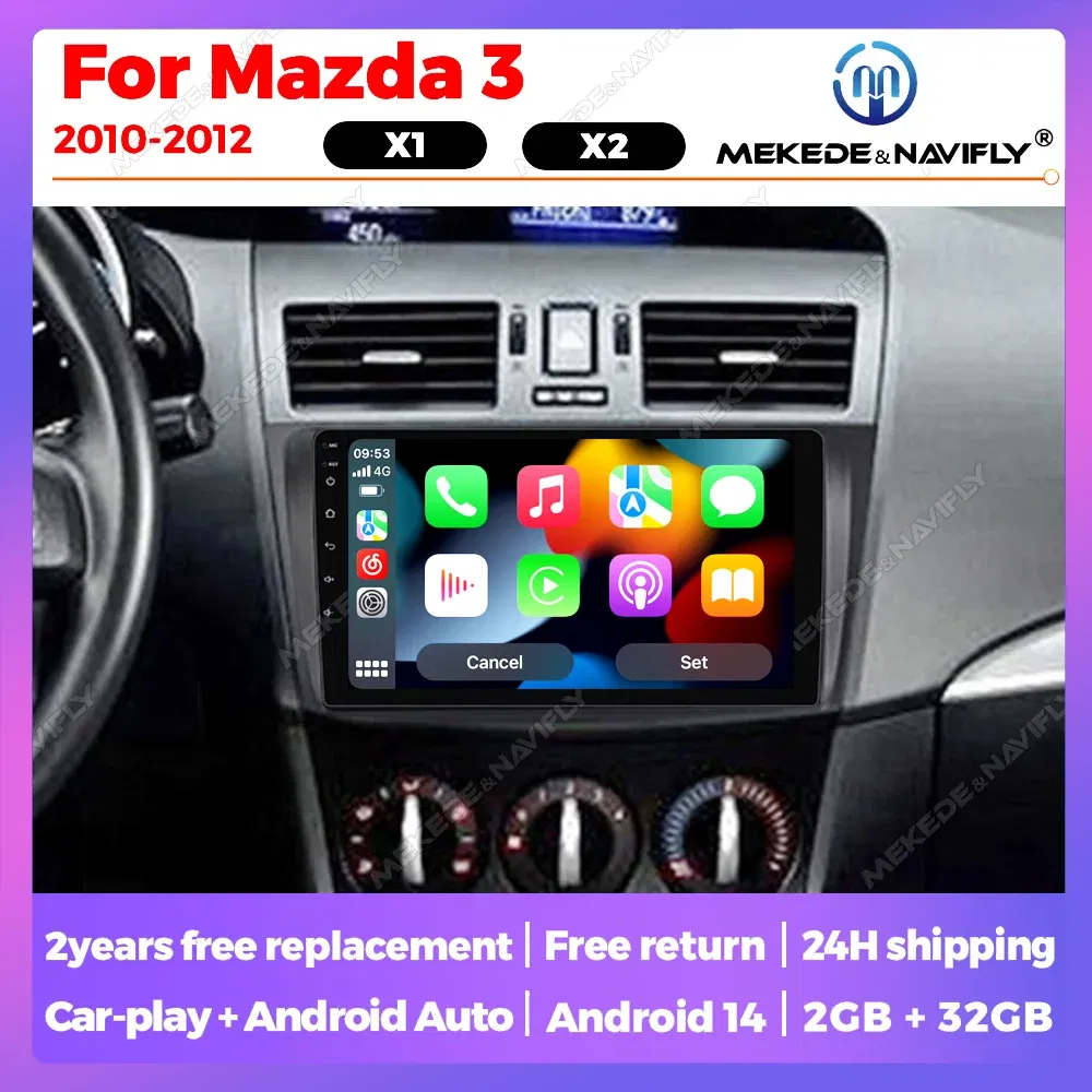 Color: Pink - Autoradio For Mazda 3 II For Mazda3 BL 2010-2012 Android 14 Car Radio Multimedia Player Head Unit Wireless Carplay Android Auto