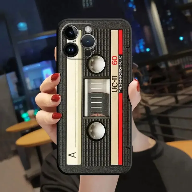 Color: Beige, Material: Acrylic - Phone Case For Apple iPhone 11 12 13 14 15 16 Pro 7 XR X XS Max 8 Plus SE 2022 Phone Cover Shell Magnetic Radio Tape Cassette