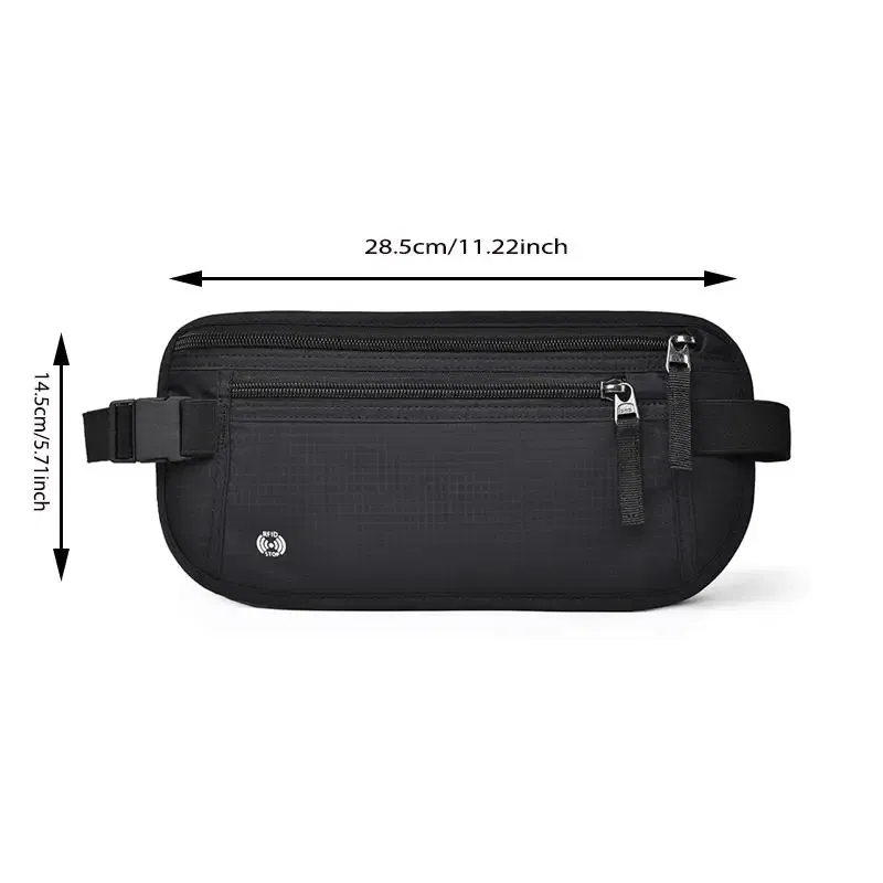 Color: green - Travel Waist Bag Money Belt Slim Passport Holder RFID Blocking Travel Invisible Pouch Protect Cash Credit Cards Travel Documents