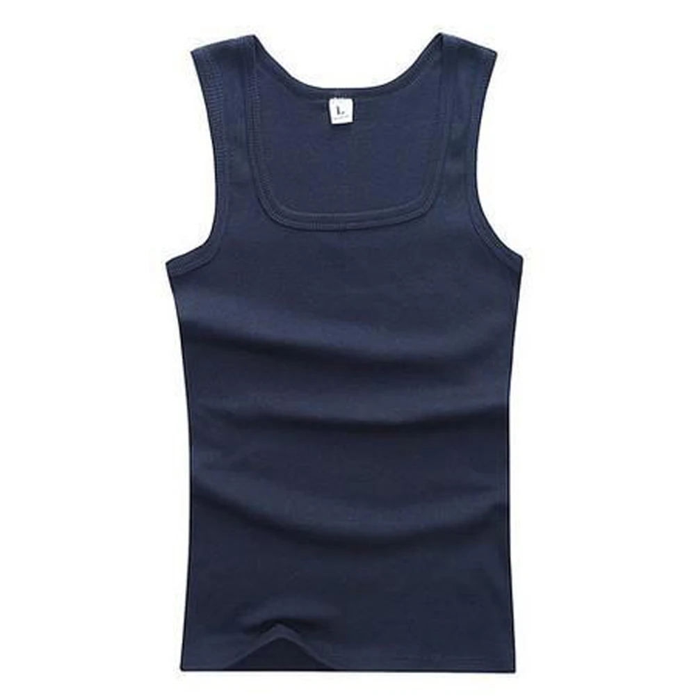 Color: Navy Blue, Size: M - 2024 Summer Plus Size Men Clothing Tank Tops Black White Gray Singlets Sleeveless Fitness Men Vest Casual Bodybuilding Vest New