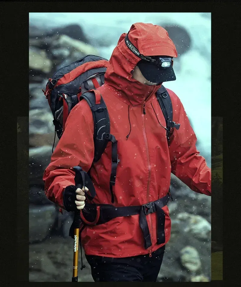 Color: Beige, Size: XXL - GB Standard Waterproof Jacket Men Women, All-Weather Hiking Raincoat, Breathable Windbreaker, Outdoor Trekking Climbing Coat