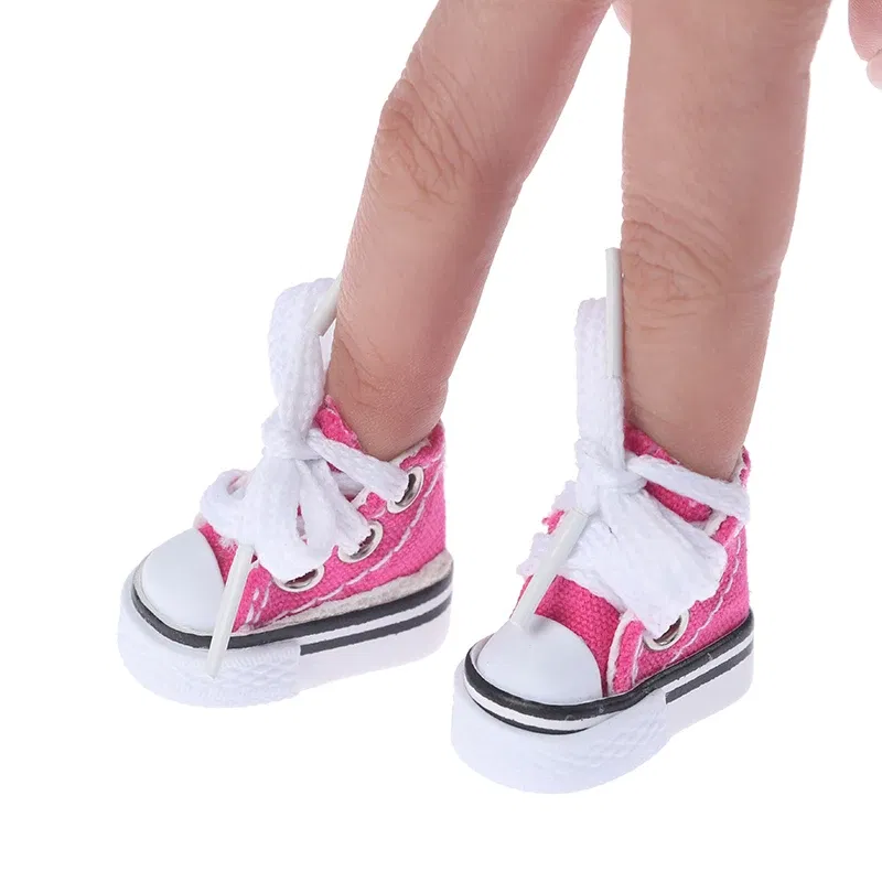 Color: Multicolor - 3.5cm Mini Finger Shoes Canvas Toys Boots Cute 1/6 Doll Shoes Skateboard Shoe