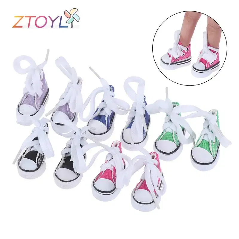 Color: Multicolor - 3.5cm Mini Finger Shoes Canvas Toys Boots Cute 1/6 Doll Shoes Skateboard Shoe