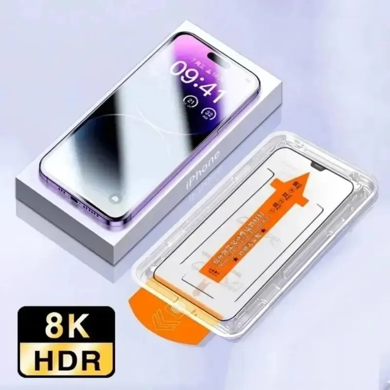 Bundle: Bundle9, Material: High Definition - 2pcs New 8K Oleophobic Coating Dust Free Installation Screen Protector For iPhone 15 13 11 12 14 Pro Max Mini 15 Plus Mini Glass