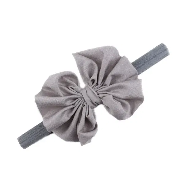 Color: GRAY - Baby girls hair bow flower Headband  Kids Girls Bowknot Elastic Hair Band Headwear Newborn Head Band children hair Accessories
