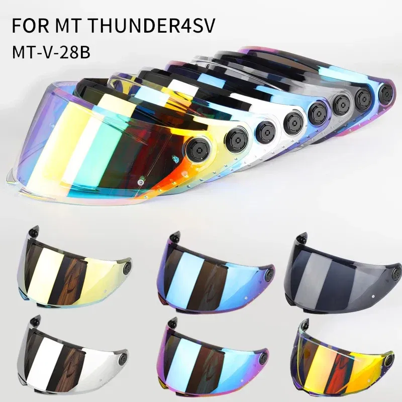 Color: Beige - MT Helmet Visor Shield for THUNDER 4 SV Sunscreen Capacete Windshield Uv Protection Motorcycle Replace Extra Lens MT-V-28B