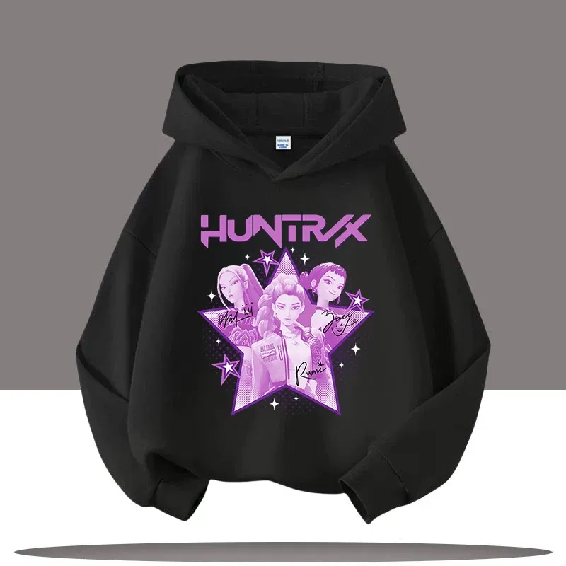Color: Dark Grey, Kid Size: 7 - Y2K KPop Demon Hunters Hoodies Teenage Girls Boys Rumi KPop Demon Hunters Hoody Autumn Casual Long Sleeve Children's Clothing