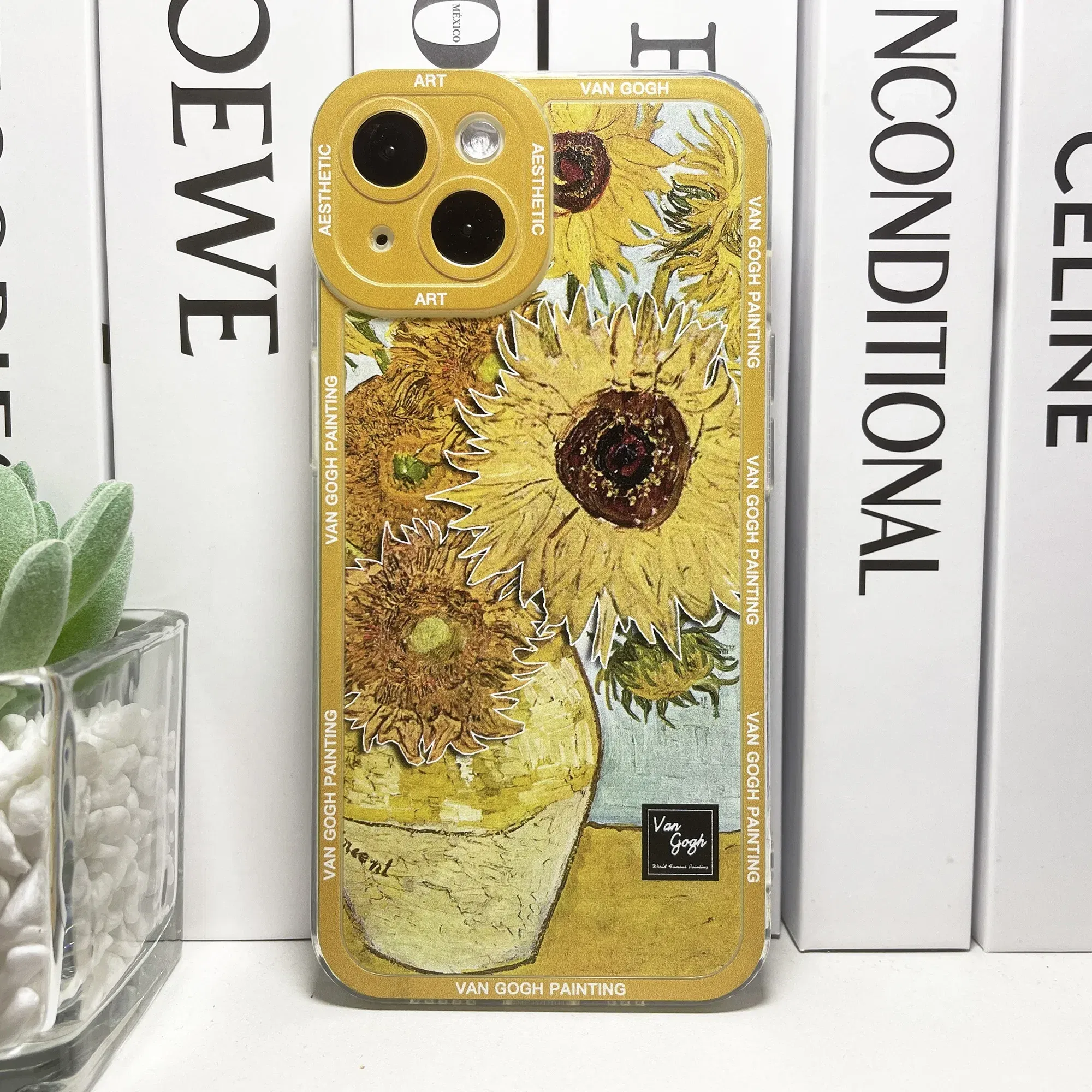 Color: Blue, Material: Aluminum - Van Gogh Art Aesthetic Phone Case For iPhone 16 15 14 13 12 11 Pro Max Mini XS X XR SE 8 7 Plus Sunflowers The Starry Night