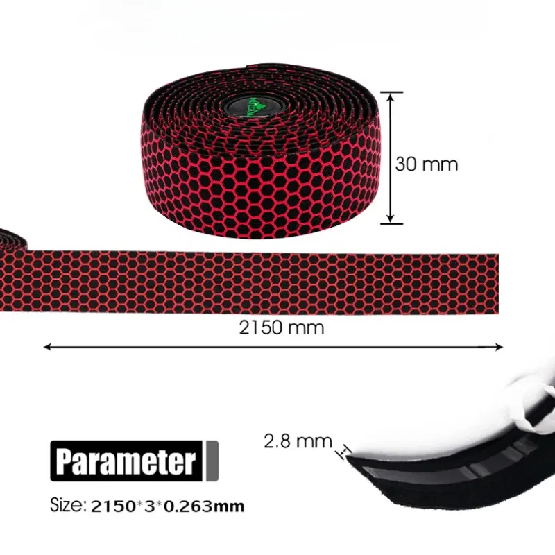 Color: Red - 1Pair  Road Bike Handlebar Tape Anti Slip Silica Gel Handlebar Tape Shock Absorption Cycling Bar Tape Bicycle Accessories