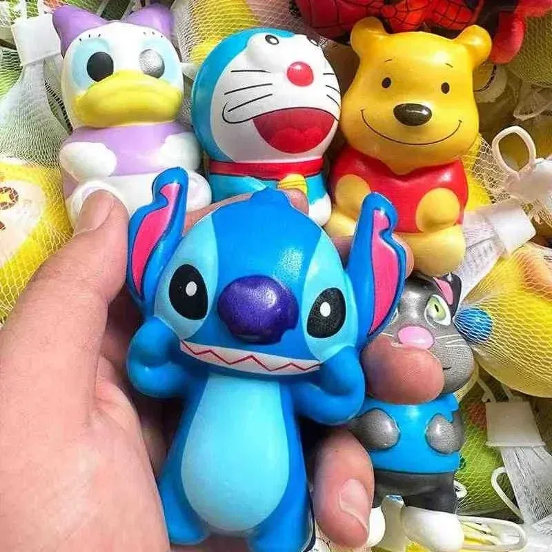 Color: Brown - Disney Stitch Squeeze Toys Cute Cartoon Fashion Spider-Man Soft Slow Rebound Doll Children Stress Relieving Toy Holiday Gifts