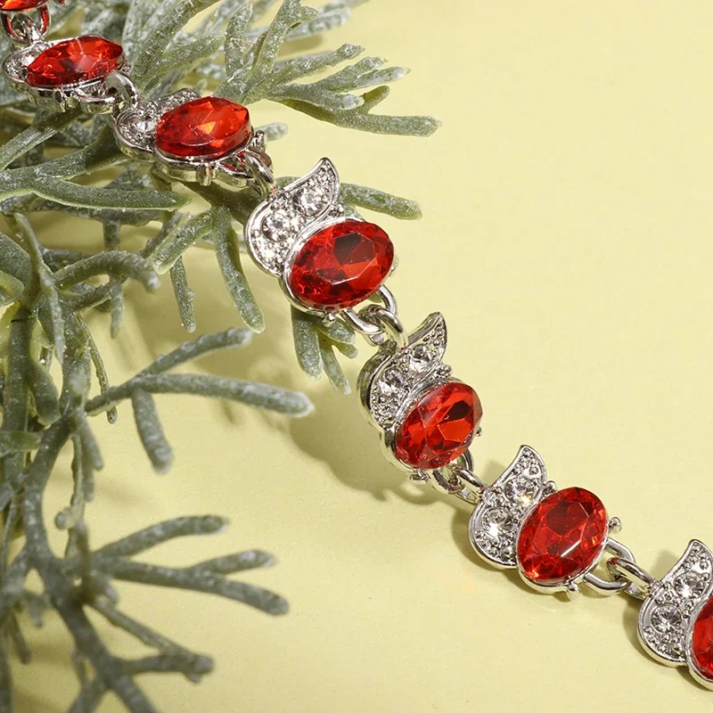 Metal Color: Vermeil - Fashion Exquisite Color Crystal Inlaid Ladies Charm Bracelet Engagement Wedding Jewelry