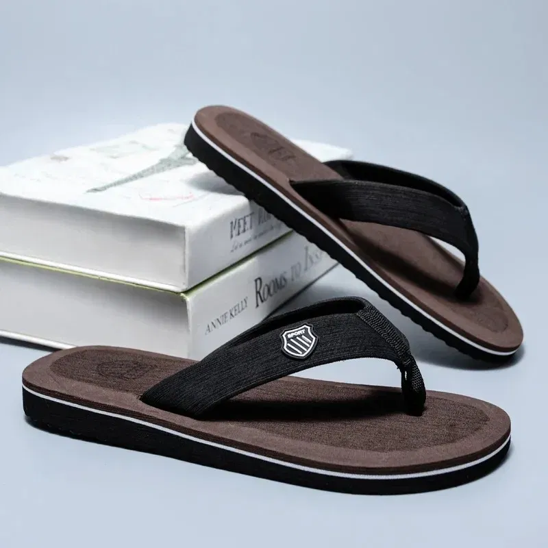 Color: black, Shoe Size: 41 - Hot Sale Men's Flip-flops Outdoor Casual Beach Slippers Soft Light Non-Slip Shoes Summer Slippers Men Shower 2023 Zapatos Hombre