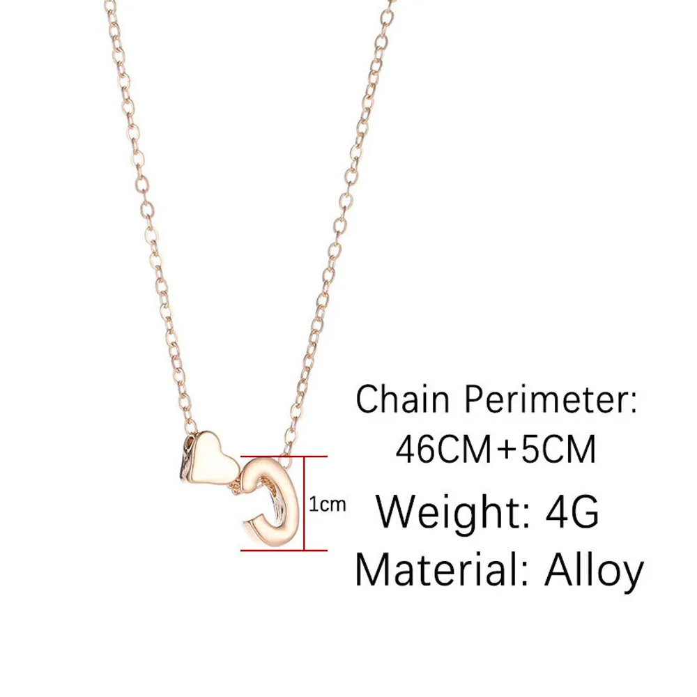 Metal Color: RED-BROWN, Main Stone Color: Watermelon red - Fashion Tiny Heart Dainty Initial Necklace Gold Color Letter Name Choker Necklace For Women Pendant Jewelry Gift
