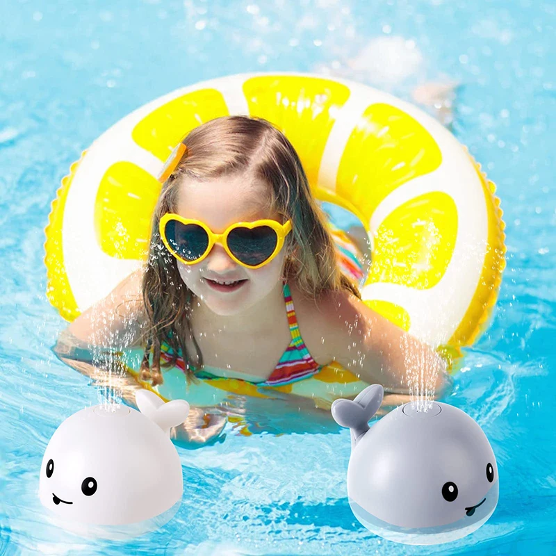 Color: WHITE - Upgraded Baby Rechargeable Bath Toy with Waterproof Light Up Whale Spray Water Bathtub for Toddlers Kids Pool Bathroom Toys