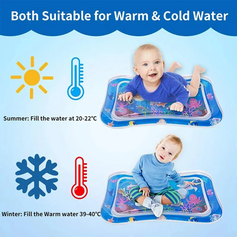 Color: Red - Baby Water Play Mat Inflatable Cushion PVC Infant Tummy Time Toddler Water Pad For Kids Early Education Developing Activity Toys