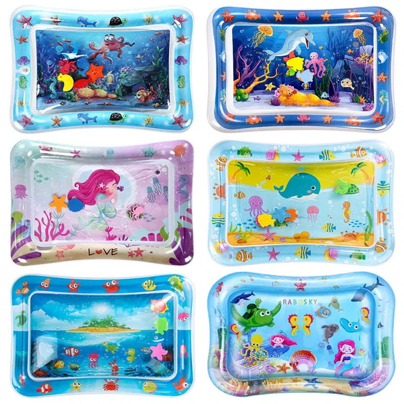 Color: Red - Baby Water Play Mat Inflatable Cushion PVC Infant Tummy Time Toddler Water Pad For Kids Early Education Developing Activity Toys