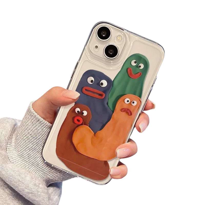 Color: Beige, Material: Neoprene - Funny Silly Putty Phone Case For iPhone 11 12 13 14 15 16 Pro Max XR X XS Mini 8 7 Plus SE 2020 Fashion Clear Case