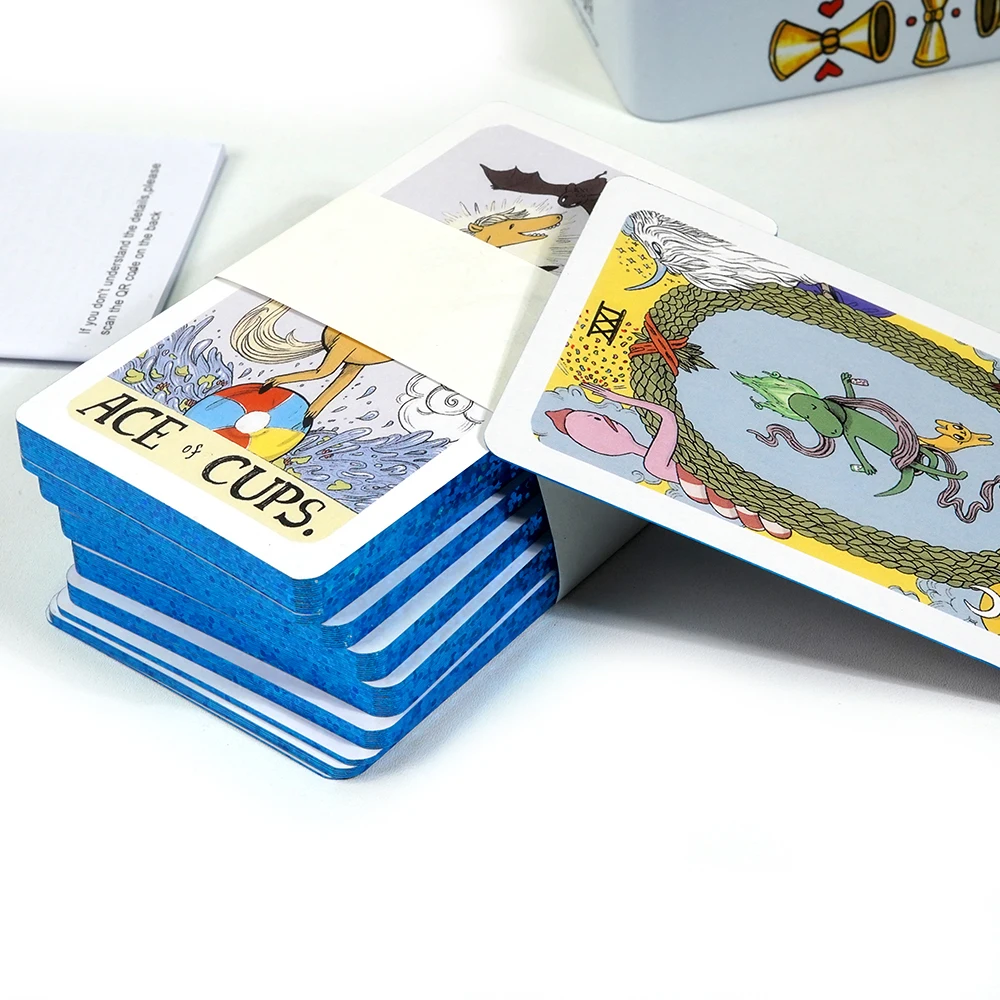 Color: Silver - Adventures time Tarot 78pcs Cards in a Tin Metal Box Gold plated Edge Tarot Cards For Divination Tarot Deck Beautiful Package