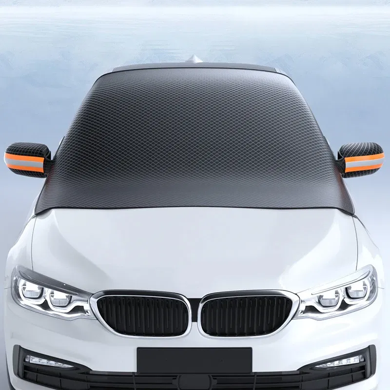 Color Name: grey - Magnetic Car Snow Cover Car Front Windscreen Cover Exterior Sunshade Snow Protection Snow Shield Half-Cover Windshield Cover