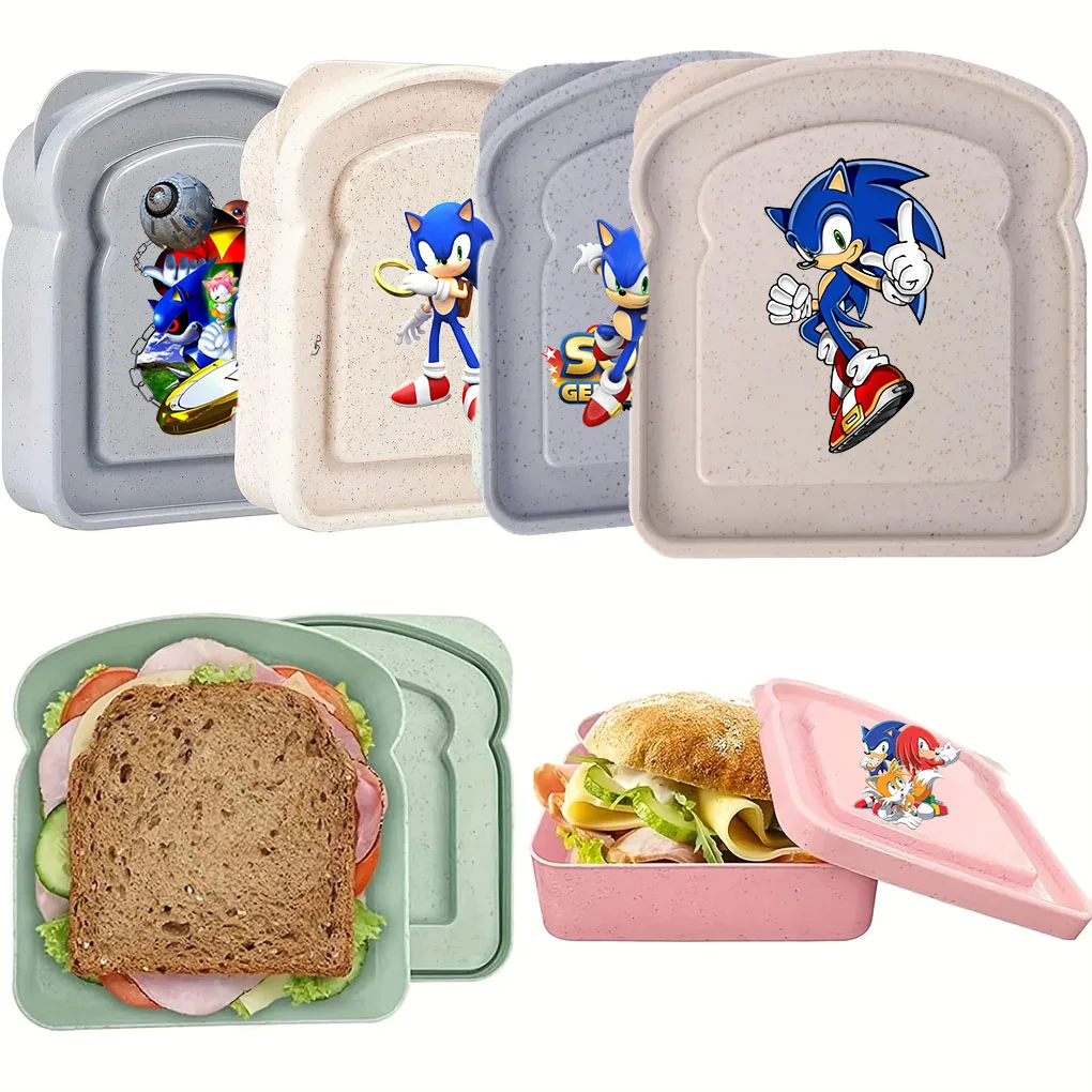 Color: black - 2025 sonic Sandwich Containers Lunch Toast Storage Box With Lid Portable Food Storage Reusable Microwave Lunch Sandwich Box